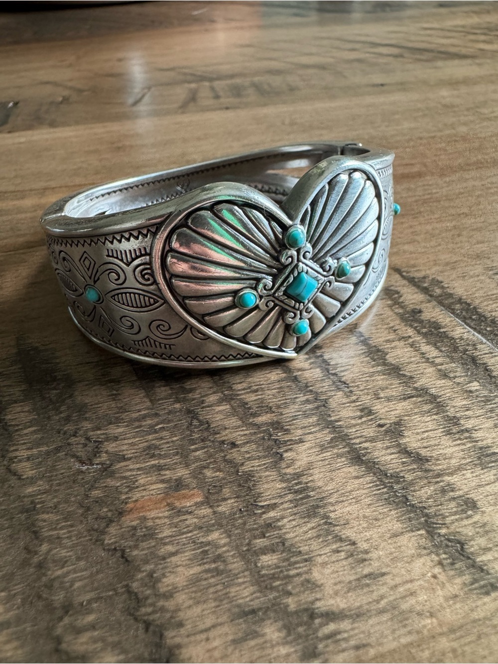 Brighton Heart Cuff Bracelet with Turquoise Accents